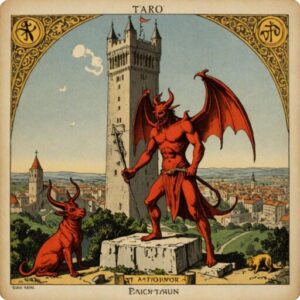 Combinação das cartas A Torre e O Diabo como conselho do dia