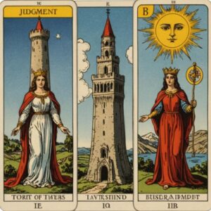 Combinação das cartas A Torre e O Julgamento em momentos de transição