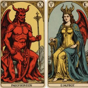 Combinação das cartas O Diabo e A Imperatriz sobre decisões difíceis