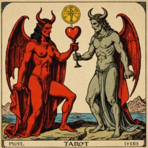 Combinação das cartas O Diabo e A Justiça no amor