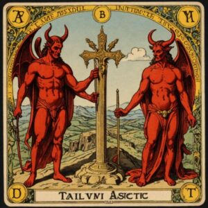 Combinação das cartas O Diabo e A Justiça sobre decisões difíceis