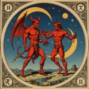 Combinação das cartas O Diabo e A Lua como conselho do dia