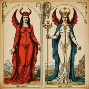 Combinação das cartas O Diabo e A Sacerdotisa em momentos de transição