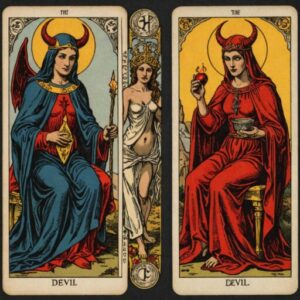 Combinação das cartas O Diabo e A Sacerdotisa sobre decisões difíceis