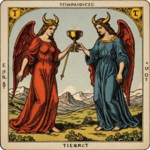 Combinação das cartas O Diabo e A Temperança na vida financeira