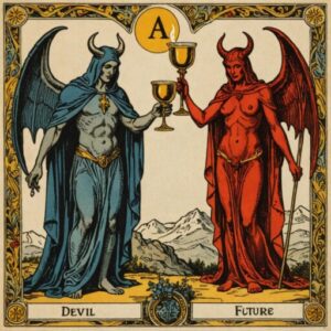 Combinação das cartas O Diabo e A Temperança sobre o futuro
