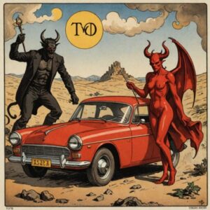 Combinação das cartas O Diabo e O Carro em momentos de transição