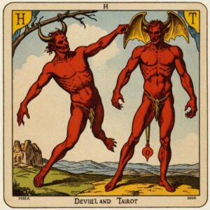 Combinação das cartas O Diabo e O Enforcado na saúde