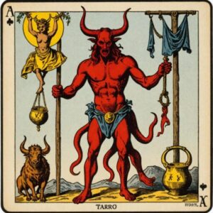 Combinação das cartas O Diabo e O Enforcado na vida financeira