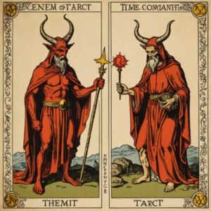 Combinação das cartas O Diabo e O Eremita em momentos de transição