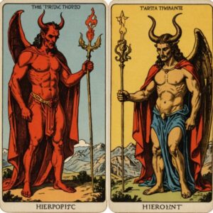 Combinação das cartas O Diabo e O Hierofante sobre decisões difíceis