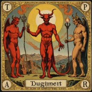 Combinação das cartas O Diabo e O Julgamento como conselho do dia