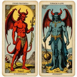 Combinação das cartas O Diabo e O Julgamento na vida financeira