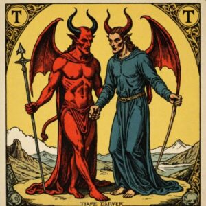 Combinação das cartas O Diabo e O Louco como conselho do dia