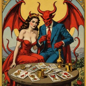 Combinação das cartas O Diabo e Os Enamorados na vida financeira