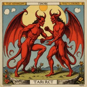 Combinação das cartas O Diabo e Os Enamorados no amor