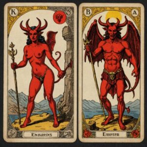Combinação das cartas O Diabo e Os Enamorados sobre decisões difíceis