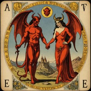 Combinação das cartas O Diabo e Os Enamorados sobre o futuro