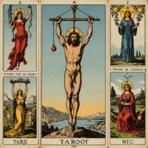 Combinação das cartas O Enforcado e O Mundo na vida espiritual