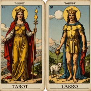 Combinação das cartas O Julgamento e A Temperança sobre decisões difíceis