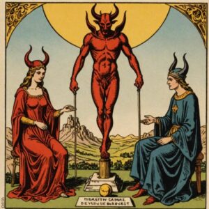 Combinação das cartas O Julgamento e O Diabo sobre o futuro