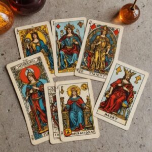 Combinação das cartas O Mundo e A Justiça sobre decisões difíceis