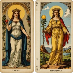 Combinação das cartas O Mundo e A Temperança como conselho do dia