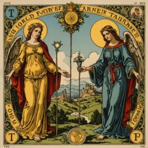 Combinação das cartas O Mundo e A Temperança na vida espiritual