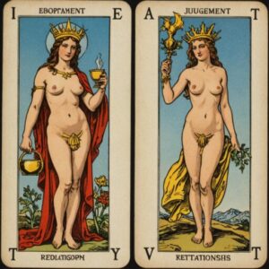 Combinação das cartas O Mundo e O Julgamento em relacionamentos