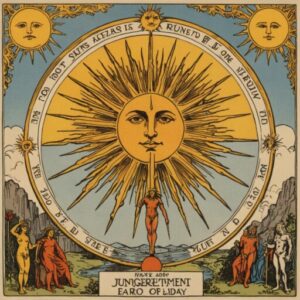 Combinação das cartas O Sol e O Julgamento como conselho do dia